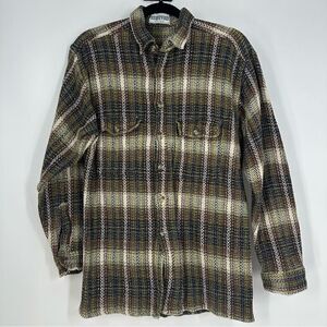 RESERVOIR Worldwide Multicolored Herringbone Button Down Shacket Shirt Sz M